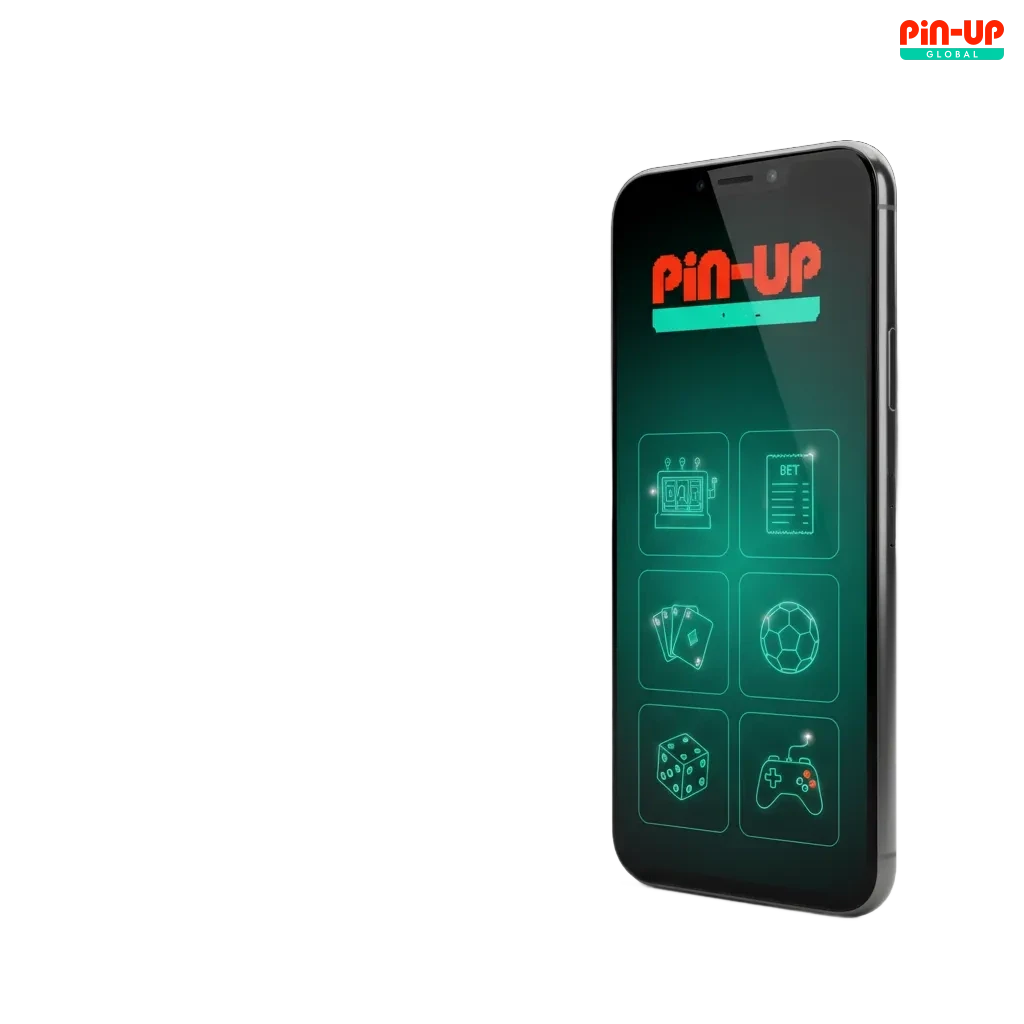 Pin-Up Android app overview on smartphone showing sign-in and casino betting features for users in Nigeria.