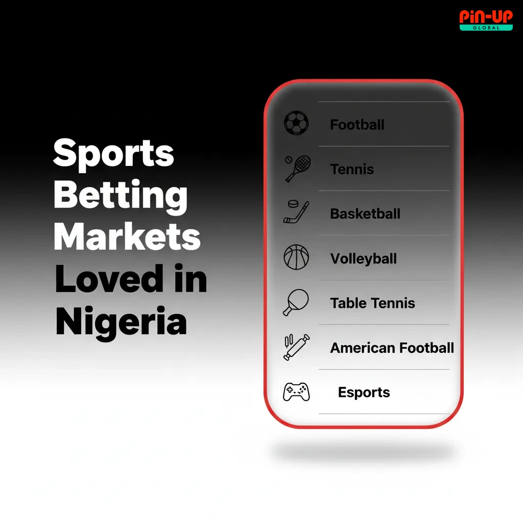 Sports betting in Nigeria: icons for football, basketball, tennis, boxing/MMA, and table tennis with fast-updating odds.