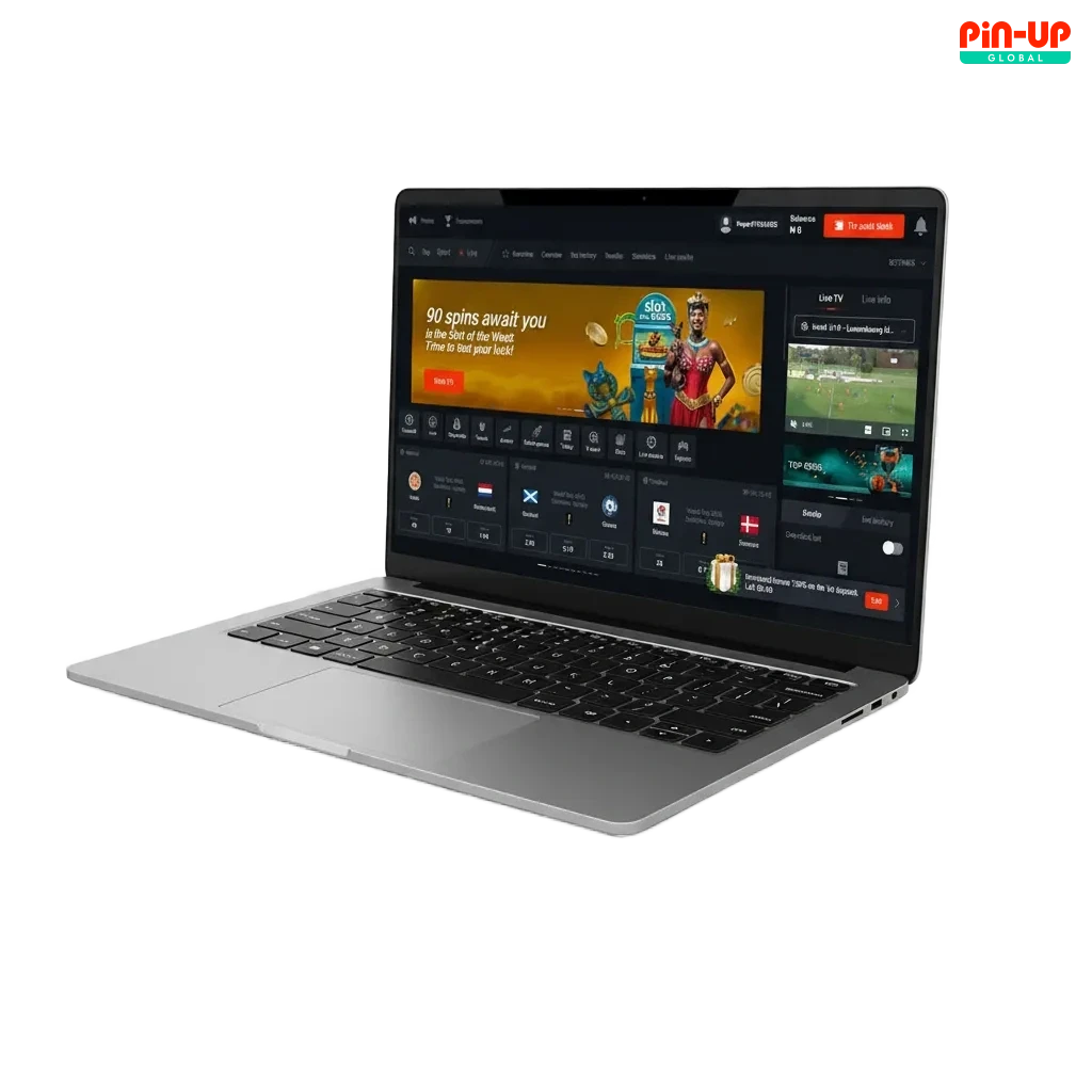 Quick install Pin-Up desktop app; download page shows sports betting and casino icons with Windows and macOS logos